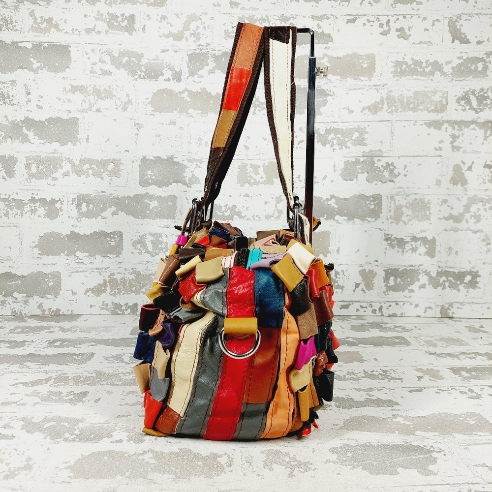 Boutique Leather Multicolor 2 Straps Hand Bag 1143 - Picture 5 of 14